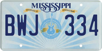 MS license plate BWJ334