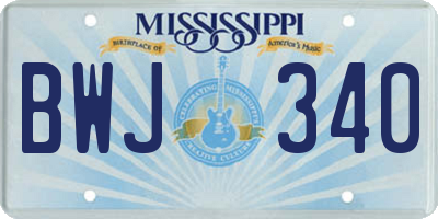 MS license plate BWJ340