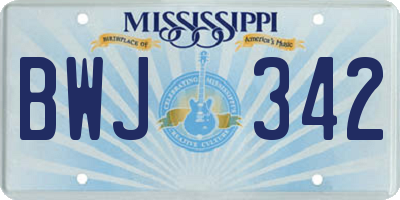 MS license plate BWJ342