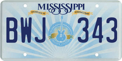 MS license plate BWJ343