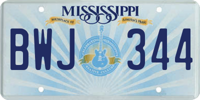 MS license plate BWJ344