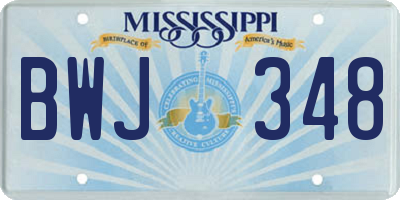 MS license plate BWJ348