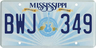 MS license plate BWJ349