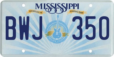 MS license plate BWJ350