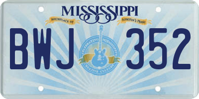MS license plate BWJ352