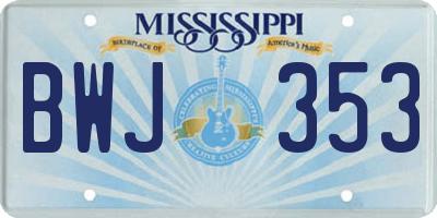 MS license plate BWJ353