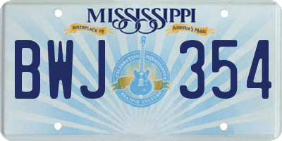 MS license plate BWJ354