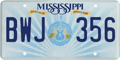 MS license plate BWJ356