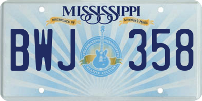 MS license plate BWJ358