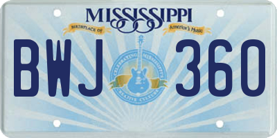 MS license plate BWJ360