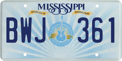 MS license plate BWJ361