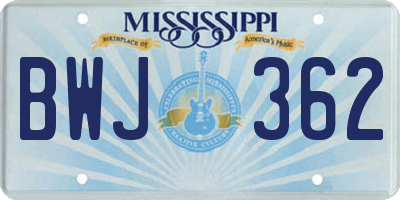 MS license plate BWJ362