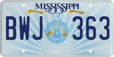 MS license plate BWJ363