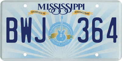 MS license plate BWJ364