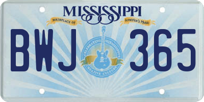 MS license plate BWJ365