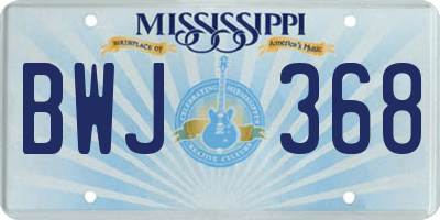 MS license plate BWJ368