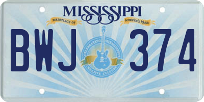 MS license plate BWJ374