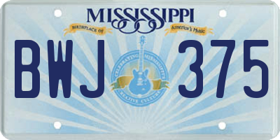 MS license plate BWJ375