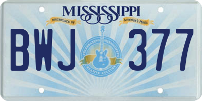 MS license plate BWJ377