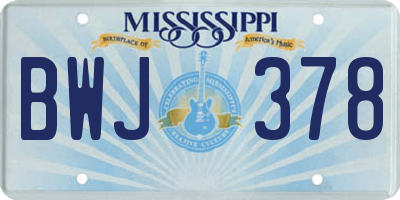MS license plate BWJ378