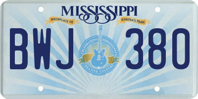 MS license plate BWJ380