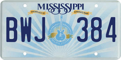 MS license plate BWJ384