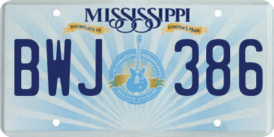 MS license plate BWJ386