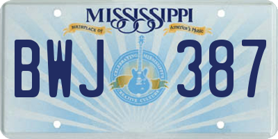MS license plate BWJ387