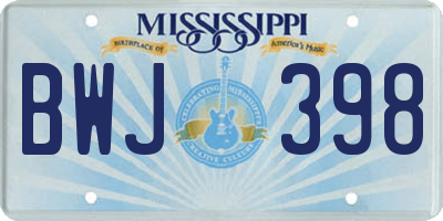 MS license plate BWJ398