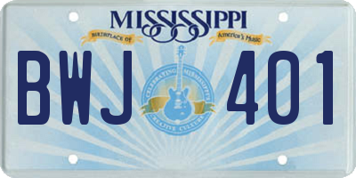 MS license plate BWJ401