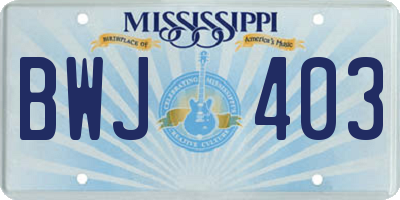 MS license plate BWJ403
