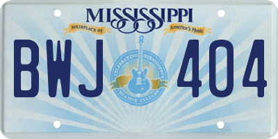 MS license plate BWJ404