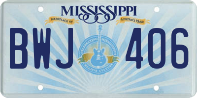 MS license plate BWJ406