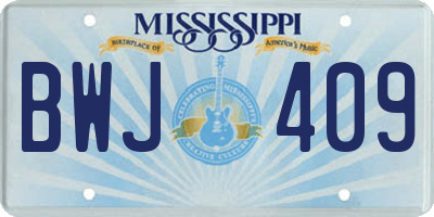 MS license plate BWJ409