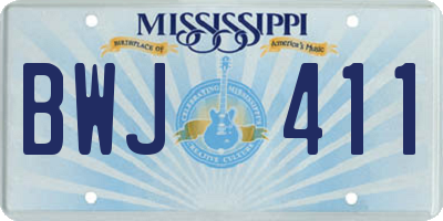 MS license plate BWJ411