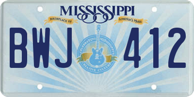 MS license plate BWJ412