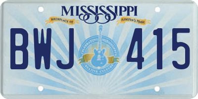 MS license plate BWJ415