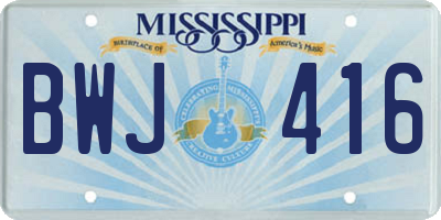 MS license plate BWJ416
