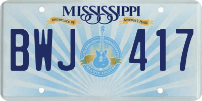 MS license plate BWJ417