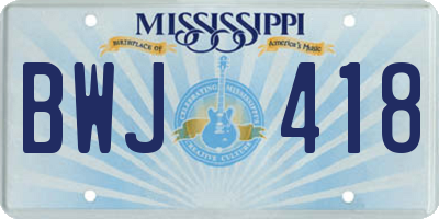 MS license plate BWJ418