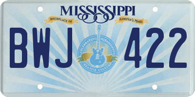 MS license plate BWJ422