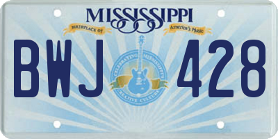 MS license plate BWJ428