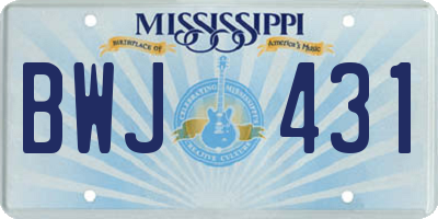 MS license plate BWJ431