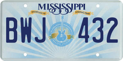 MS license plate BWJ432