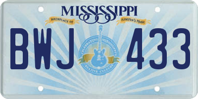 MS license plate BWJ433