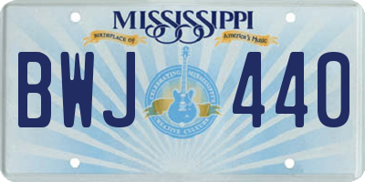 MS license plate BWJ440