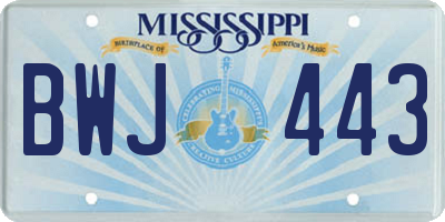MS license plate BWJ443