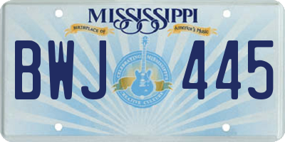 MS license plate BWJ445