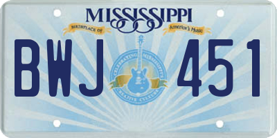 MS license plate BWJ451