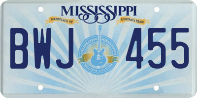 MS license plate BWJ455